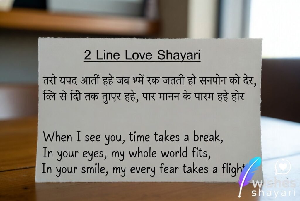 2 Line Love Shayari in English Hindi