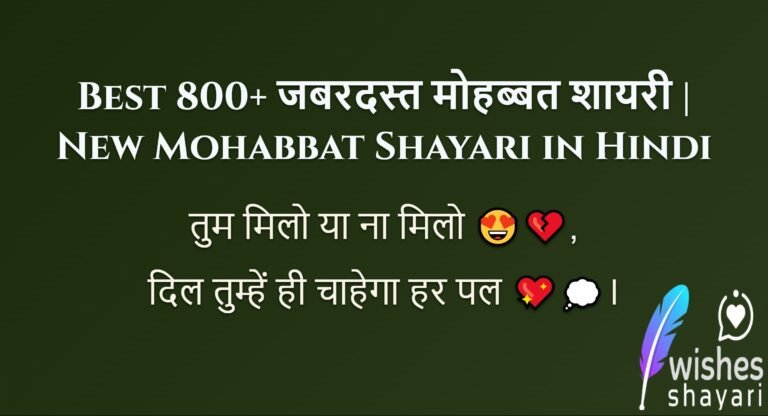 Best 800+ जबरदस्त मोहब्बत शायरी | New Mohabbat Shayari in Hindi