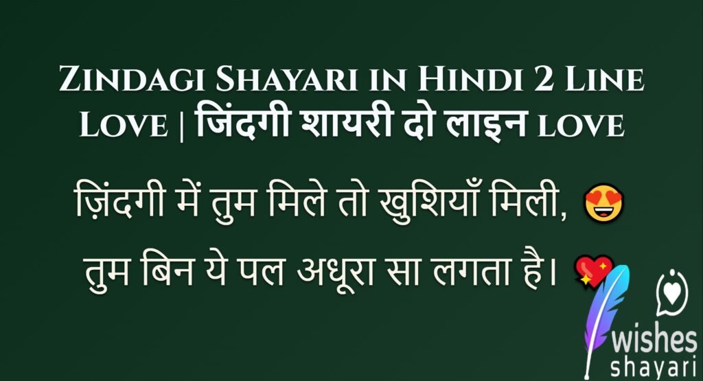 Zindagi Shayari in Hindi 2 Line Love | जिंदगी शायरी दो लाइन love